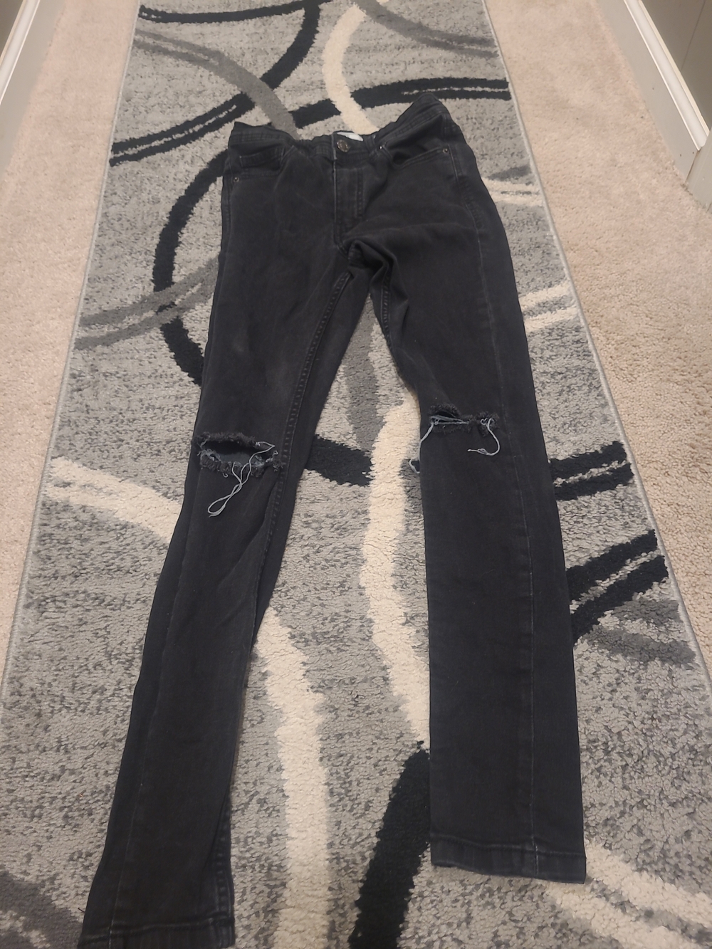 Don't Think Twice Jeans Mens W30 L32 Black Denim Skinny Fit Casual Streetwear